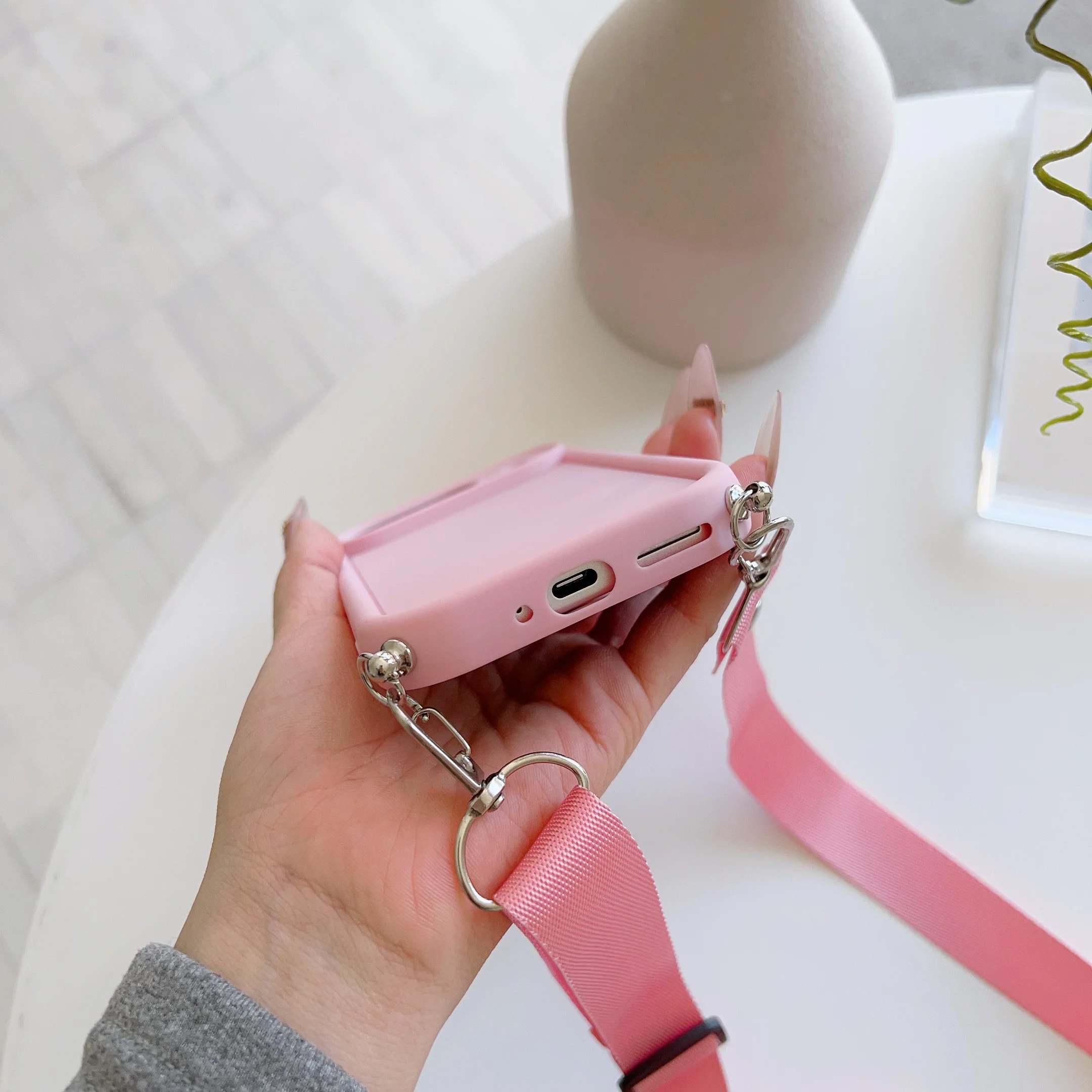 Shockproof Crossbody Lanyard Phone Case with Candy Neck Strap and Soft Cover