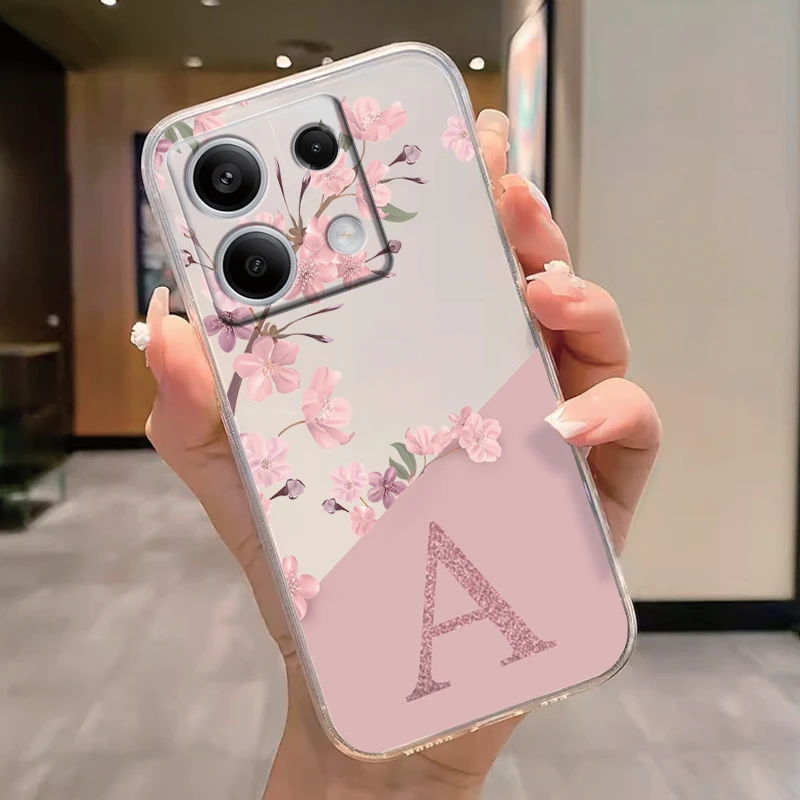 Clear Letter Pink Flowers Fashion Phone Cover - Soft Silicone  Shell