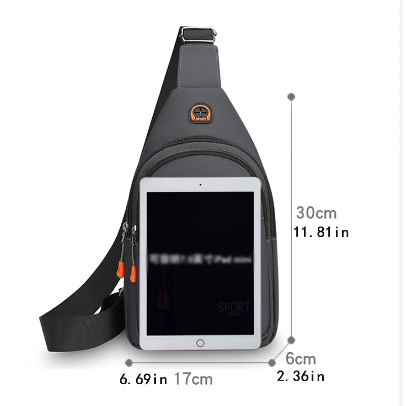 Men's large-capacity chest bag, crossbody bag, adjustable shoulder strap, gym travel outdoor sports bag, suitable for commuting