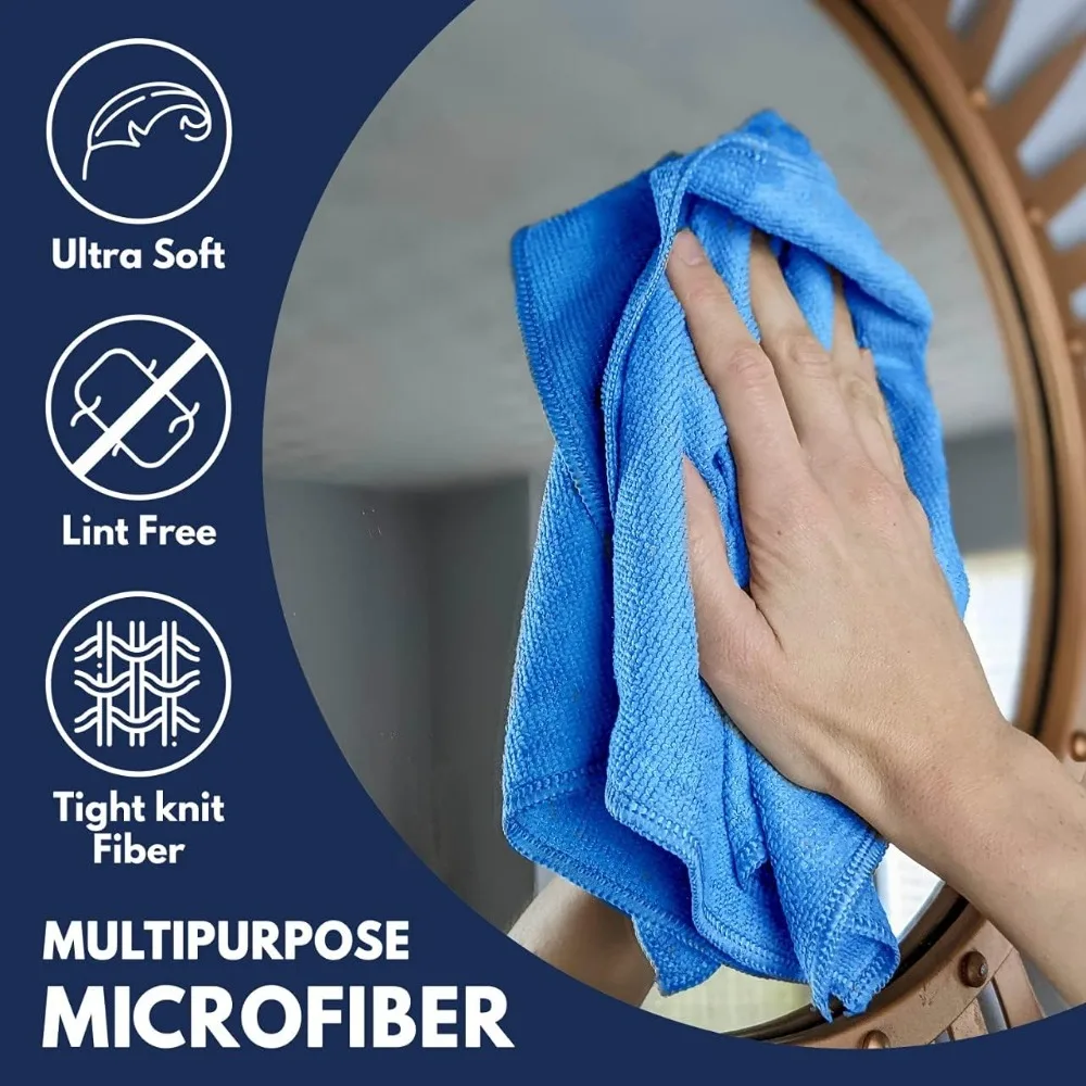 6-Pack Microfiber Cleaning Cloths - 11.5"x11.5" High Performance, Durable for 1200 Washes, Super Absorbent for Effective Grime a