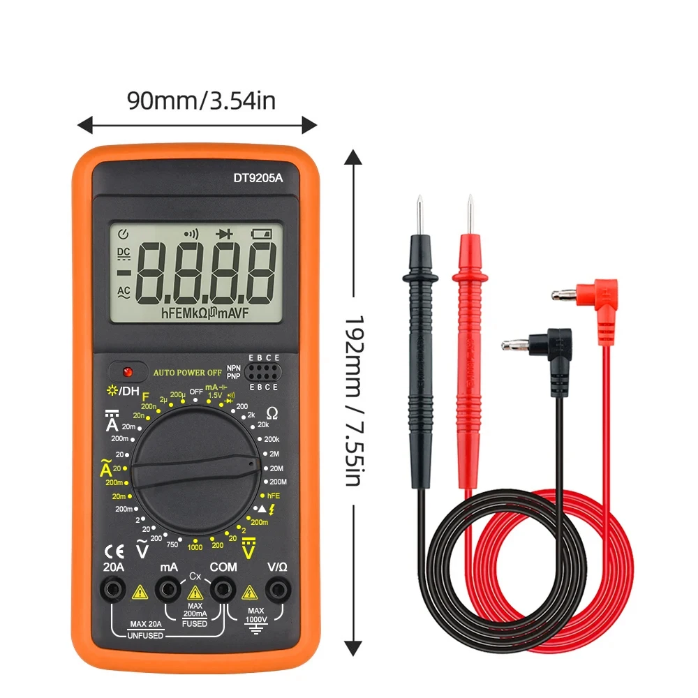Digital Multimeter DT9205A AC/DC Transistor Tester Electrical NCV Test Meter Profesional Analog Auto Range