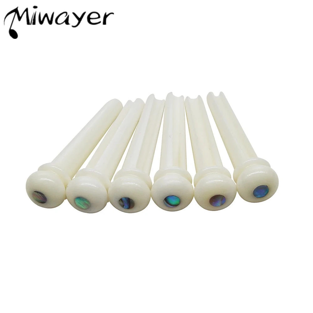 Miwayer 6pcs Guitar Bone Bridge Pins Replacement Parts with Abalone Dot