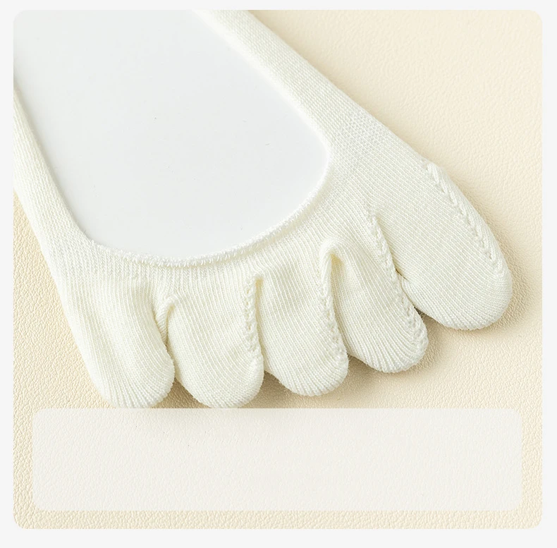 5 Paar Sommer-Zehensocken für Damen und Mädchen, unsichtbare Baumwolle, solide, flacher Mund, dünn, atmungsaktiv, Deodorant, No Show 5-Finger-Socken – Detail 11