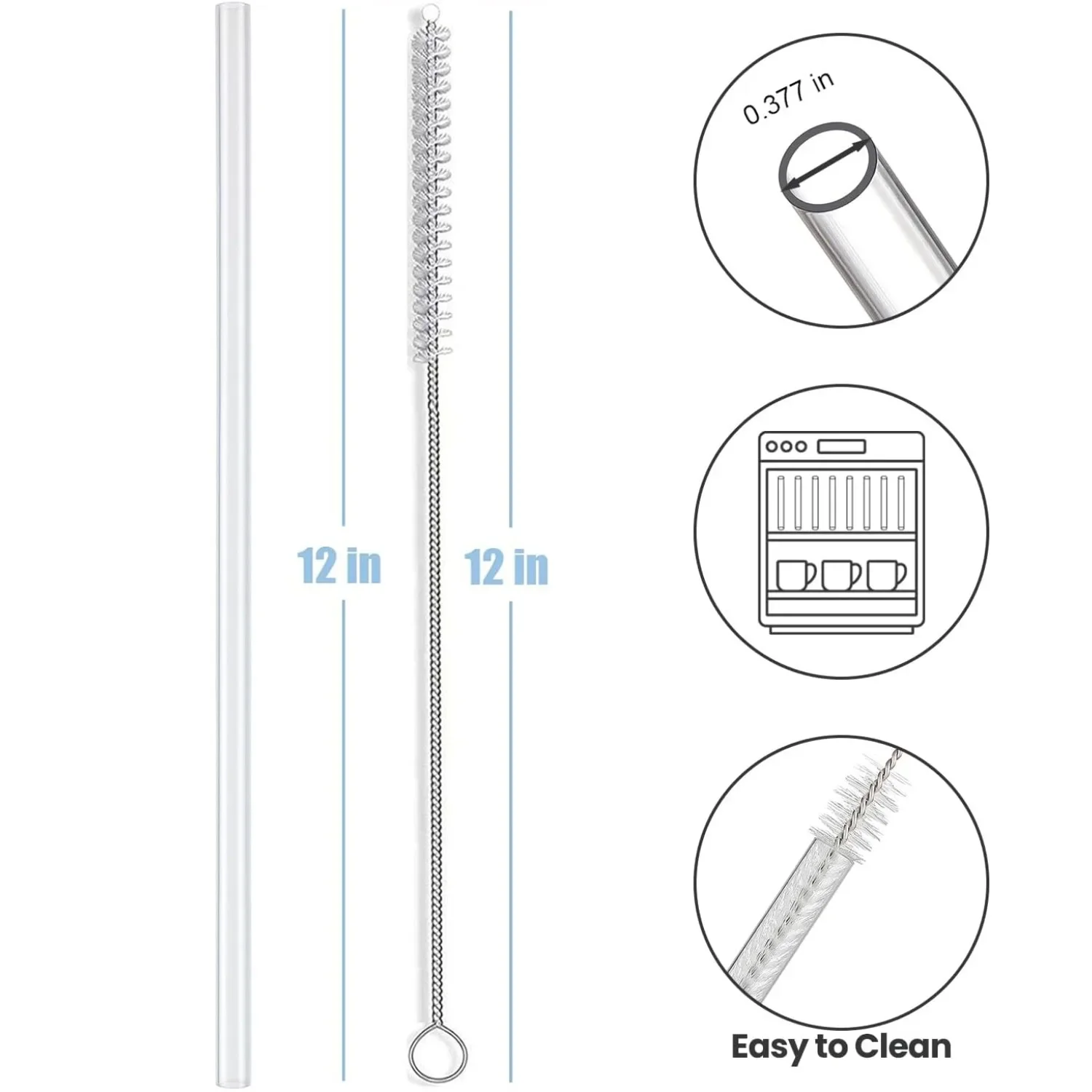 Replacement Straws 12 Pack For Stanley 40 oz Cup Tumbler With 2 Straw Brushes