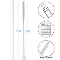 Replacement Straws for Stanley 40 oz Cup Tumbler, 12 Pack Clear Reusable Plastic Straws, 2 Straw Brushes,for Stanley Cup 2