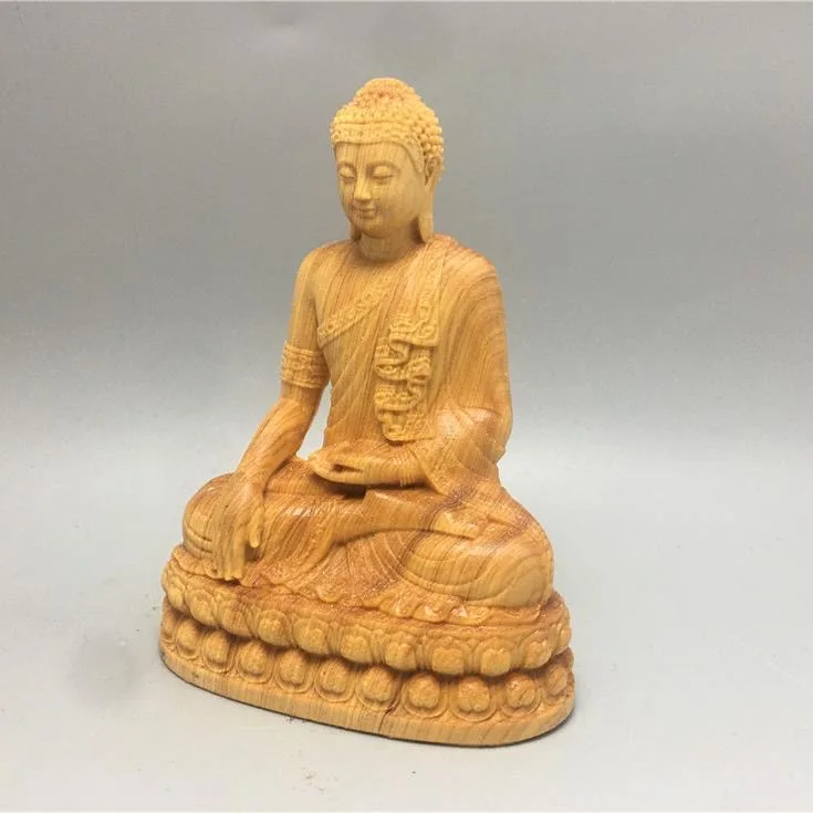 10CM Mini Shakyamuni Buddha Boxwood Figurines Buddha Statues Home Decoration Fengshui Ornaments