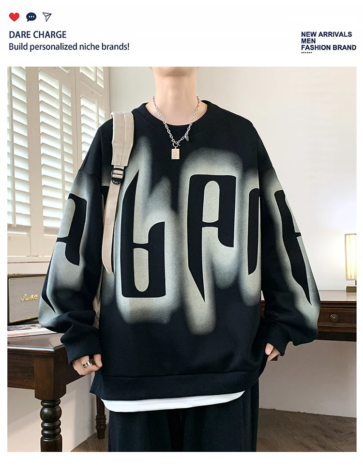 Modische Herren-Freizeit-Baumwoll-Hoodies 2026 Frühling Herbst Jugend Locker Sitzende Sweatshirts Streetwear Pullover Outdoor Pull-On Oberteile Kleidung – Detail 1