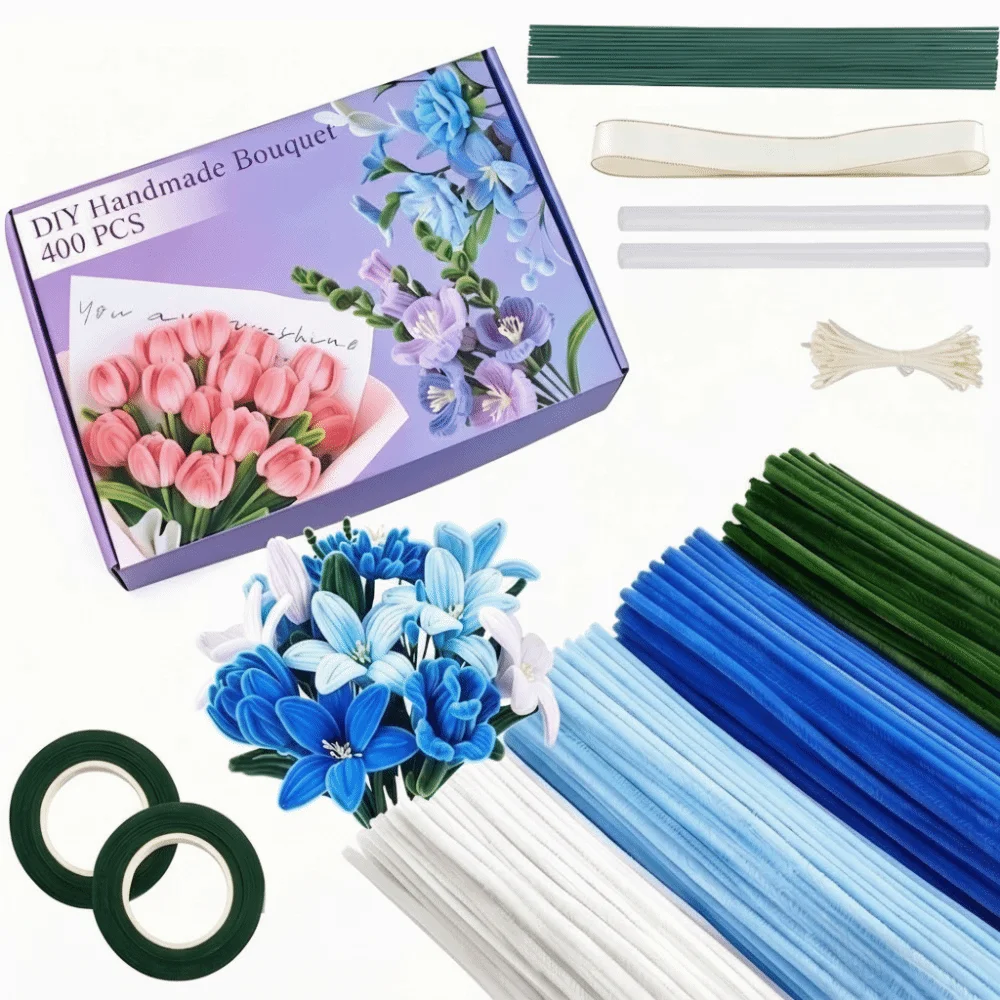 400개 크리에이티브 12인치 파이프 클리너 다양한 색상 DIY 트위스트 스틱 공예품 아트 꽃 만들기 재료 셔닐 스템