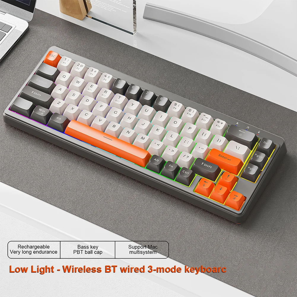 Wireless Mechanical Keyboard RGB Backlit Mini Office Keyboard Wireless Gaming for Windows Laptop PC Gamer