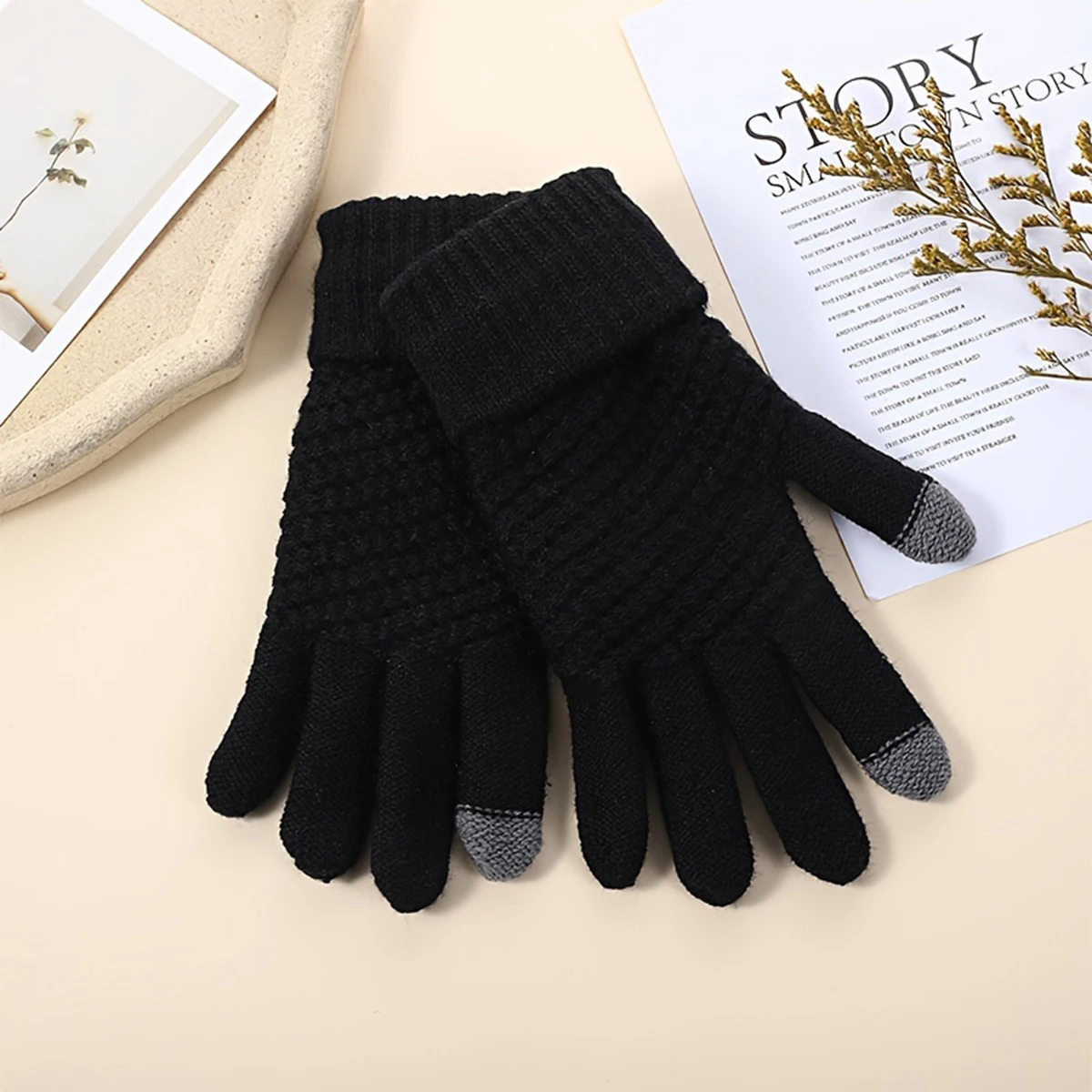 Winter Warm Knitted Gloves Mobile Phone Touch Screen Knitted Gloves Winter Thick Warm Outdoor Gloves For Men Women