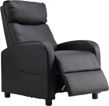 Adjustable Recliner Chair with Lumbar Support – Jet Black PU Leather 1