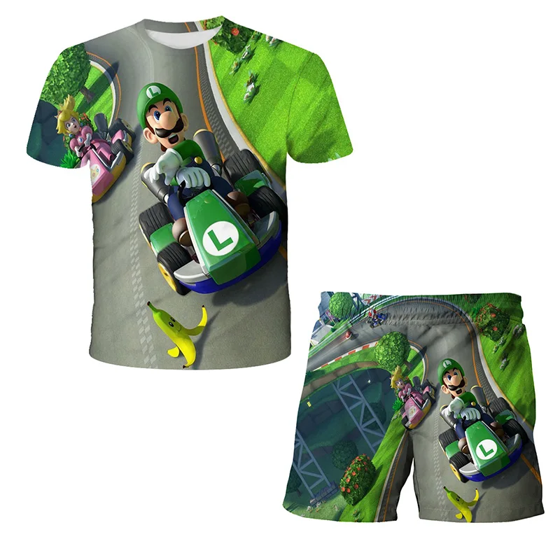 newborn clothes set Mario Bros T shirts 3D Printing Boys T-shirt Summer Casual Short Sleeve Anime Tops Kids Funny Loose O-neck Boys Child Clothes baby suit set Clothing Sets