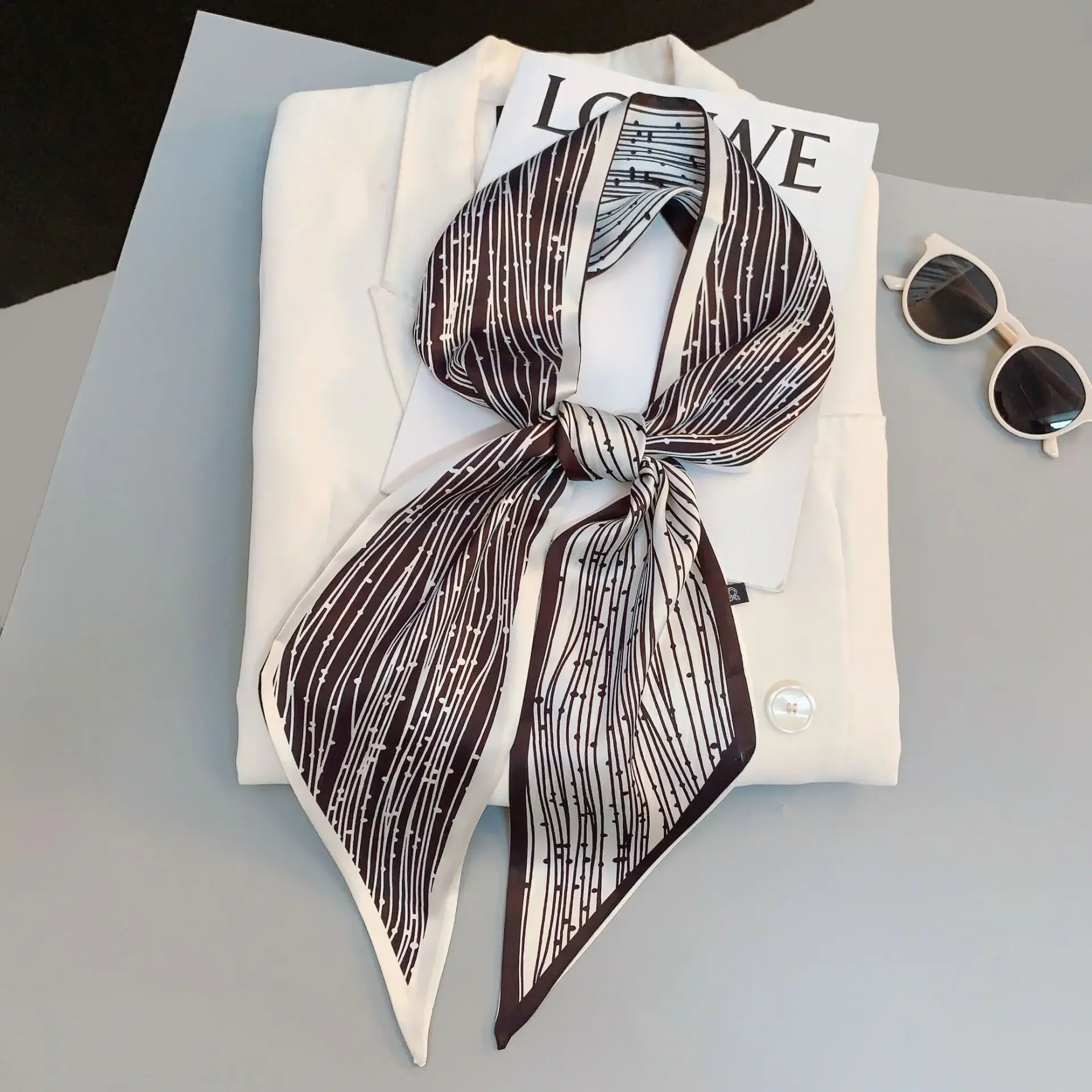 Vintage Horse Print Long Hair Band Ribbon For Women Silk Hair Accessories 2021 Trend Girl Bow Scarf Headband Hair Tie 2