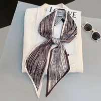 Vintage Horse Print Long Hair Band Ribbon For Women Silk Hair Accessories 2021 Trend Girl Bow Scarf Headband Hair Tie 2