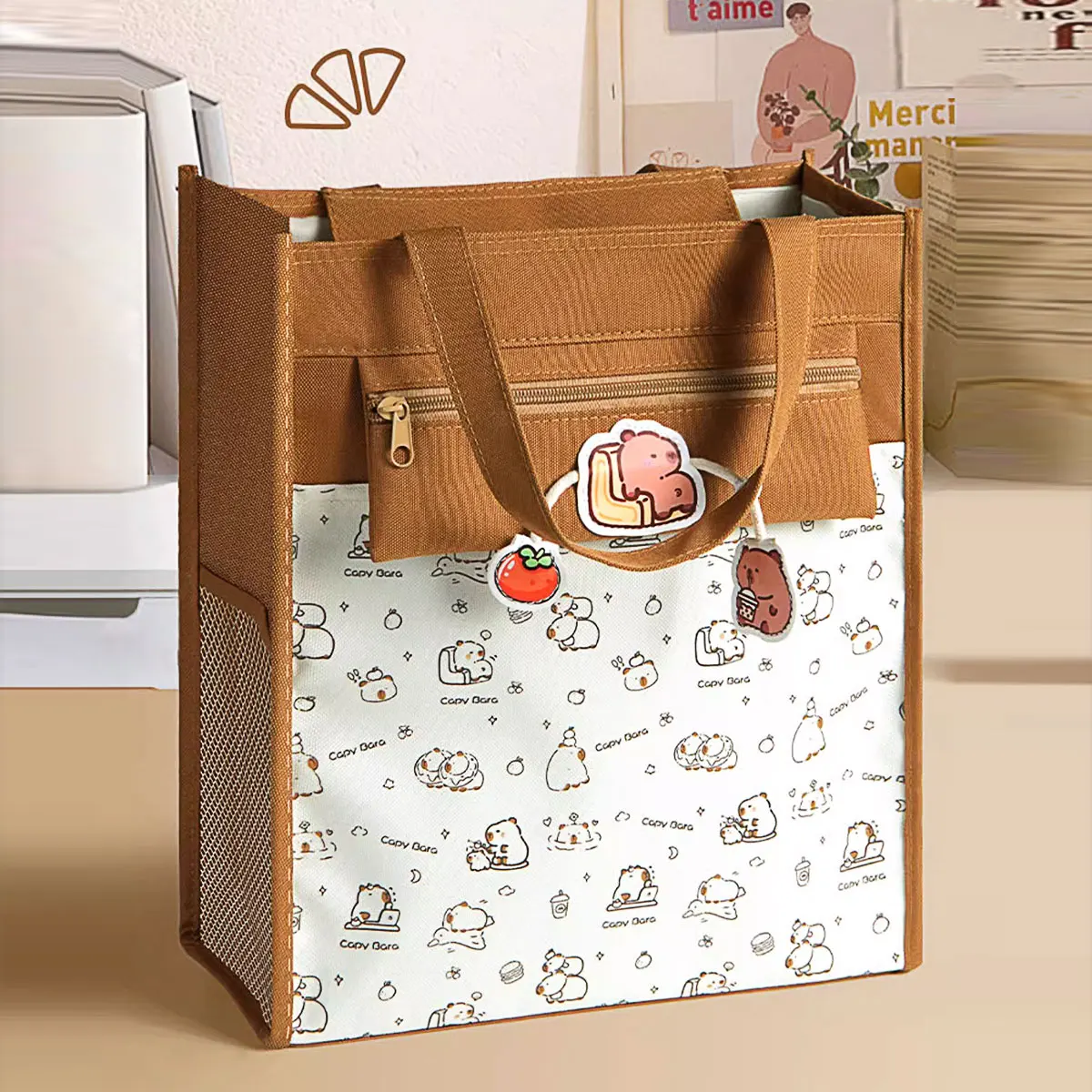 Große Kapazität Einkaufstasche Tragbare Datei Handtasche Student Multifunktionale Tasche Bücher Beutel Test Papier Schreibwaren Tutorial Lagerung Tasche – Detail 6