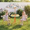 Kids Outdoor Table and Chair Set with 2 Folding Chairs and Height Adjustable Umbrella-Yellow