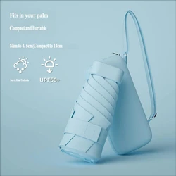 Ultra - Light Five - Fold Sun & Rain Dual - Use Umbrella with UV Protection and Black Glue Sunshade (SKY BLUE)