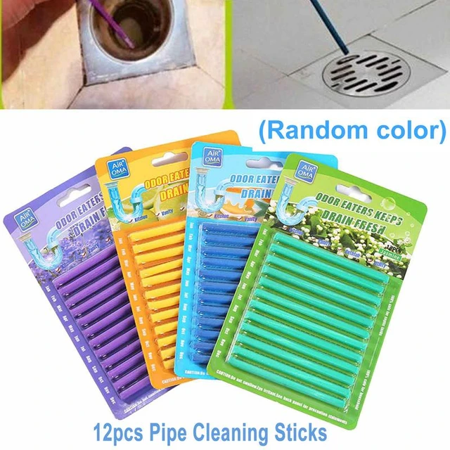 12pcs Drain Cleaning sticks Clog Remover Pipe Deodorant Kitchen