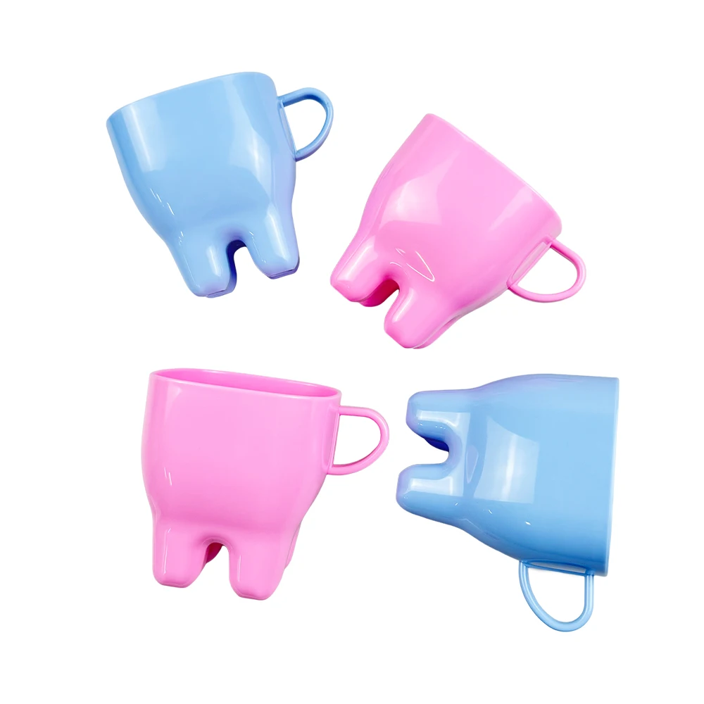 1개 치아 모양 칫솔컵 호텔 양치컵 가정용 물컵 낙하 방지 다채로운 플라스틱 컵 치과 선물