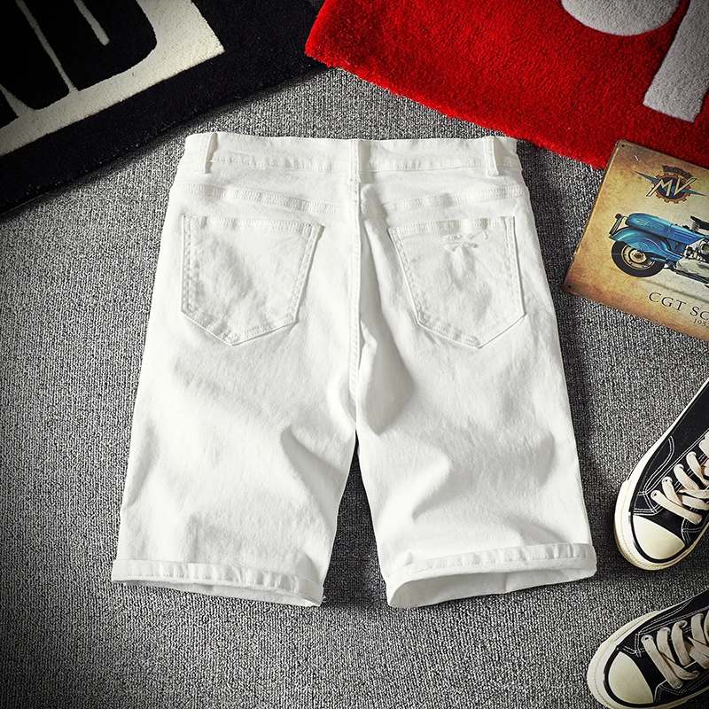Outfit Mens White Skinny Shorts Men White Denim Shorts Summer