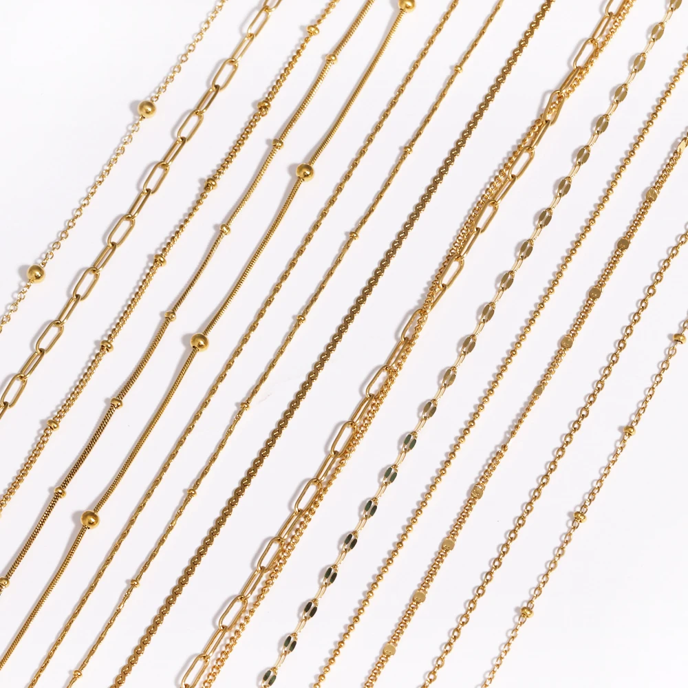 18K Gold Farbe PVD vergoldet Edelstahl Kuba Kreuz O Welligkeit gedrehte Kette Halskette verstellbare Kette DIY Halskette Großhandel