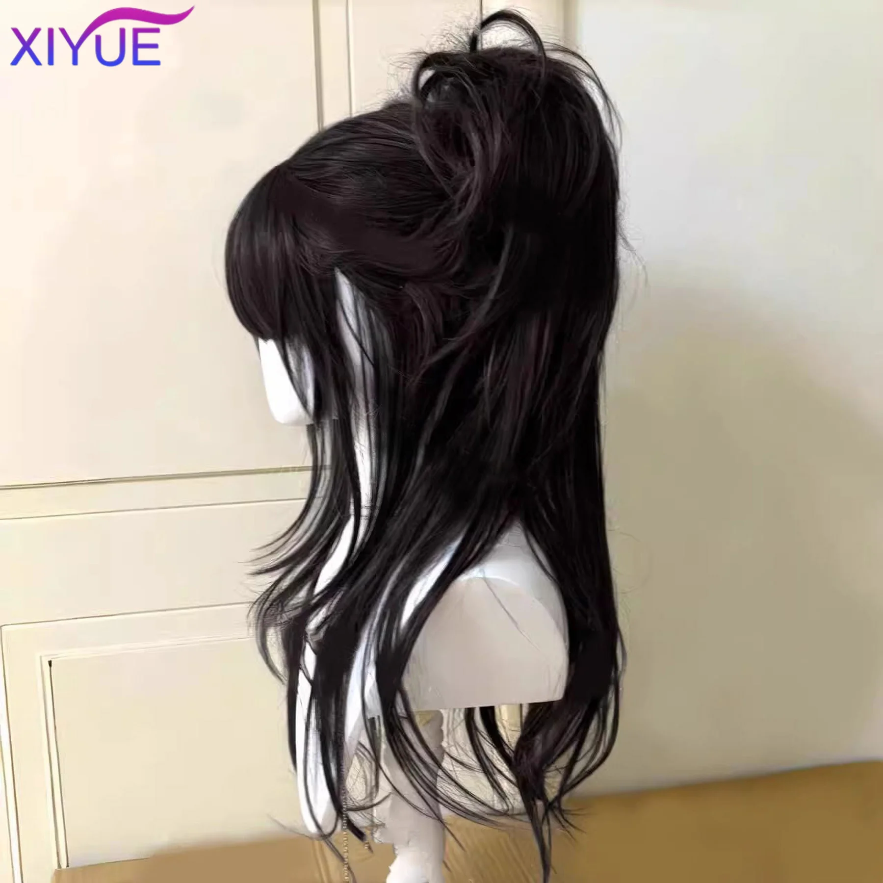 Synthetic Black Pink Wig with Long Ponytail Short Straight Wig Lolita Cosplay Party Harajuku Blonde Wig With Bangs for Women ﻿