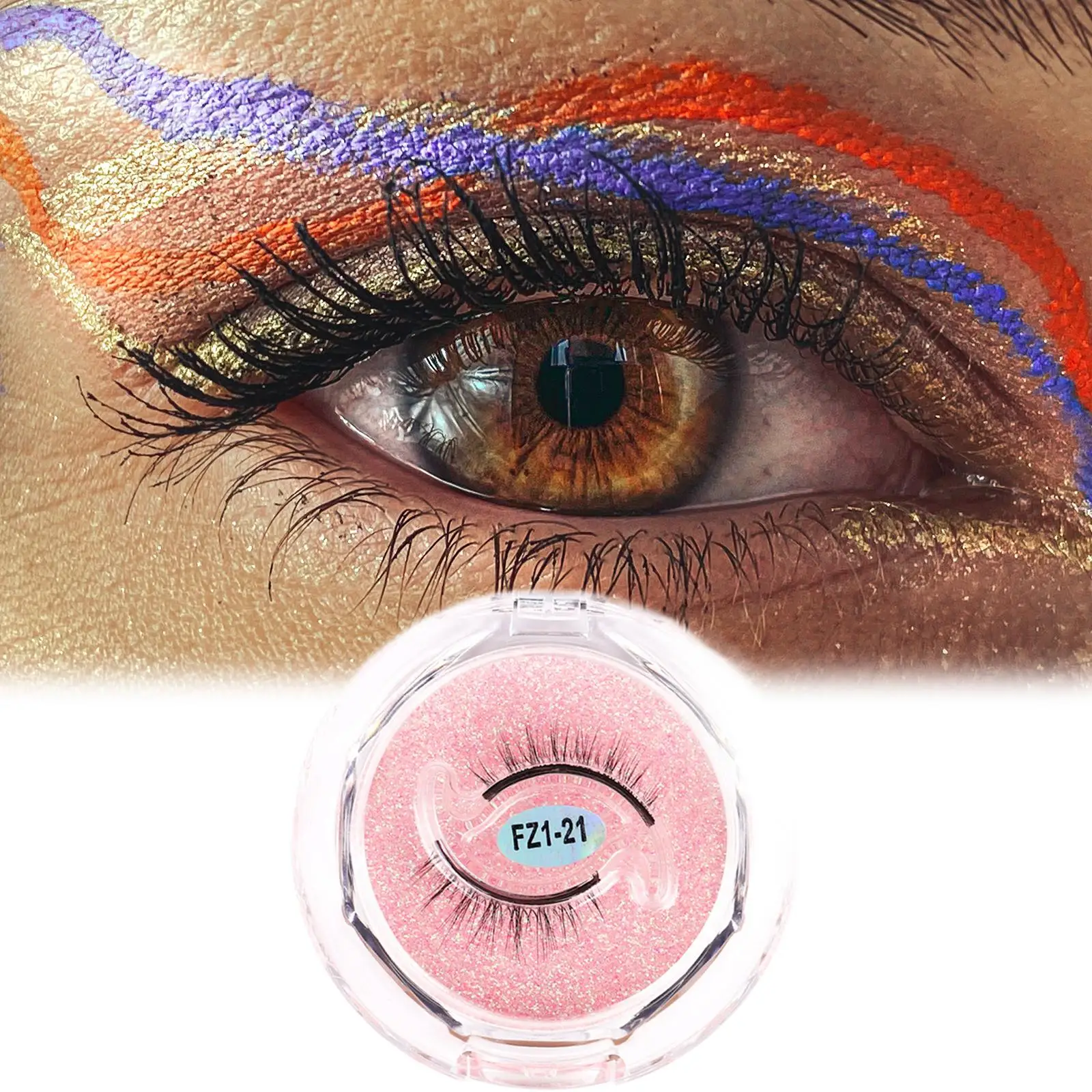 1 Pair Reusable Self-adhesive False Eyelashes Waterproof Adhesive Tape Eye Lashes to Wear No Glue Needed Natural |