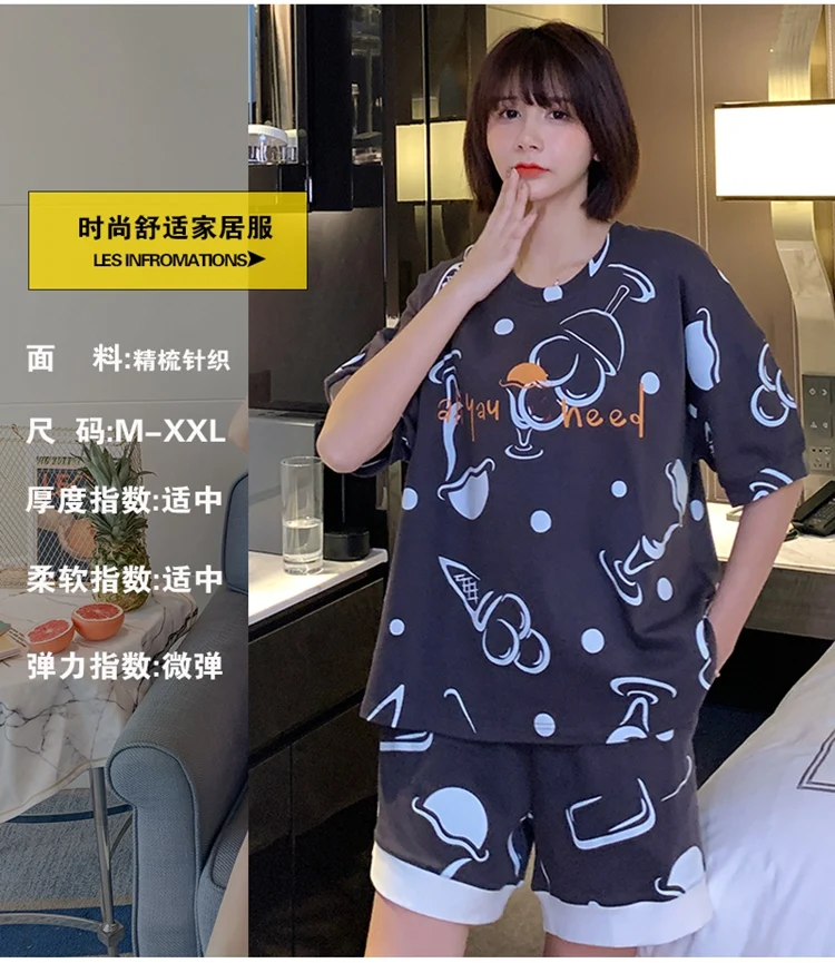 2022 Summer Casual Striped Short Sleeve Shorts Cotton Pajama Sets for Women Korean Loose Sleepwear Homewear Pijama Mujer Clothes best pajamas for women