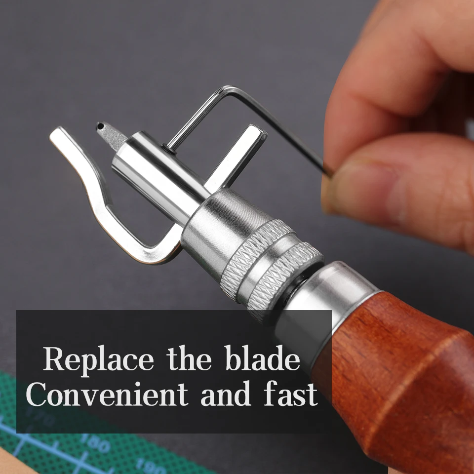 MIUSIE 7 In 1 Multifunctional Adjustable Leather Groover Stitching and Groover Edger Tool Leather Craft Shovel Device