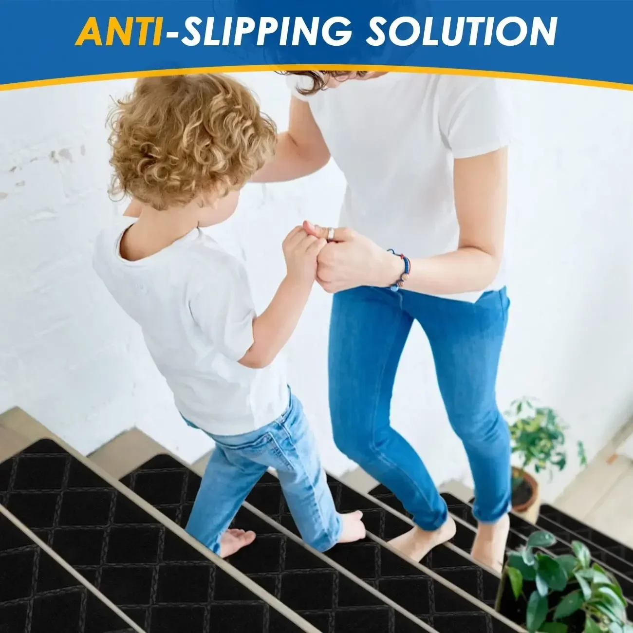 1pc-Anti slip stair mat, washable carpet with self-adhesive tape to prevent stair cover mat from moving