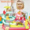 VATOS Kids Play Dishwasher Set Electric Faucet Manual Pump 2 in 1 Running Water Table Kitchen Toy Pool Fishing Game Ages 3+ Girl 2