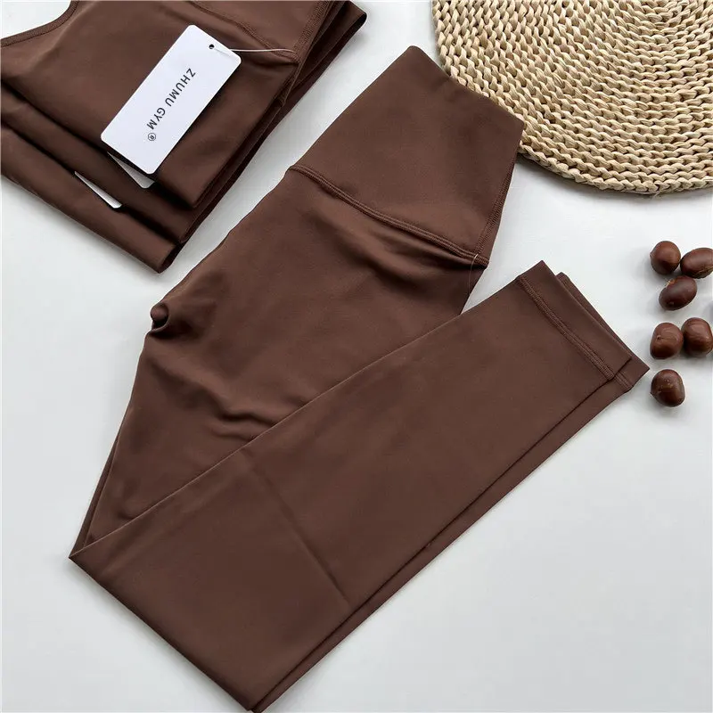 Legging Cintura Alta Esportiva Feminina Marrom
