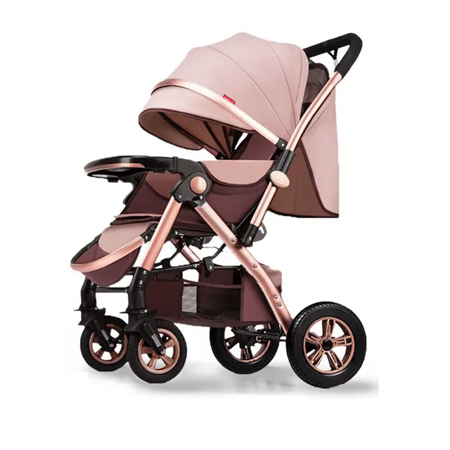 Poussette bébé pliable assis et s'allonger chariot à roulettes Portable grande poussette bidirectionnelle avec parasol pour nourrissons bébé nouveau-né 1