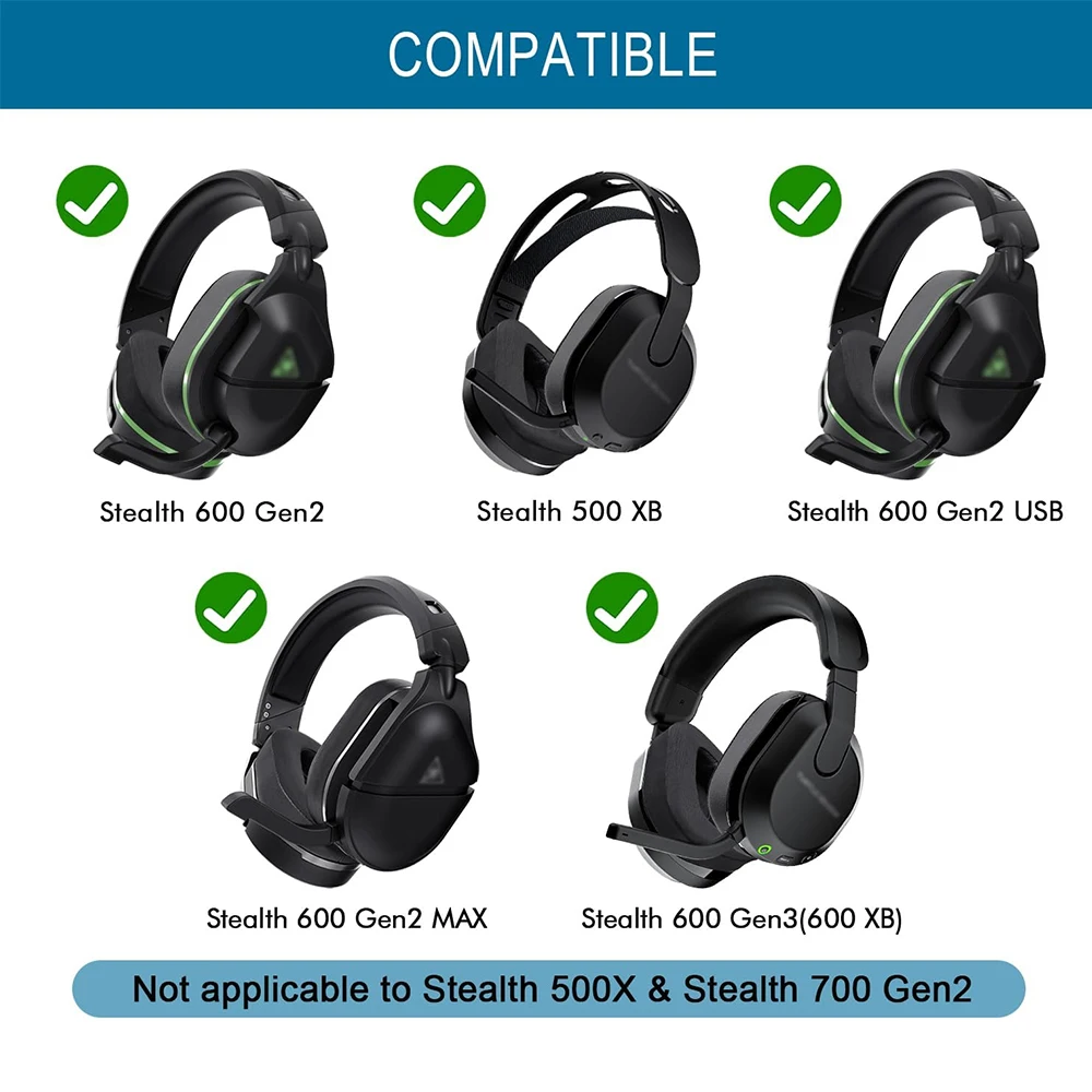 Replacement for Turtle Beach Stealth 600 Gen 2 USB/MAX, 600 Gen3 PC/PS/XB, 500 XB Headband Ear Pads Earphone Cushions Earmuff