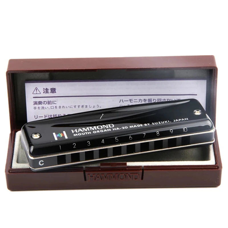 Diatonic harmonica,mouth harp Suzuki 10 Holes Diatonic Harmonica Professional Blues Armonica Hammond HA-20 Harp Mouth Organ Japan Musical Intruments 20 Notes