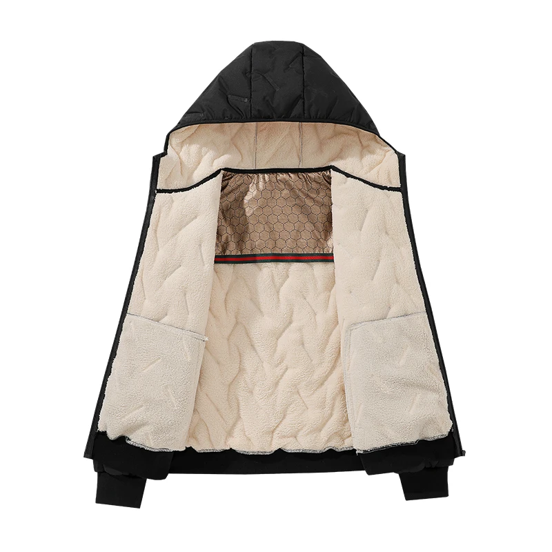Winter Men's Jacket New Autumn Fleece-lined Thickened Fashion Warm Casual Hooded Coat Solid Color Outdoor Top M-5XL