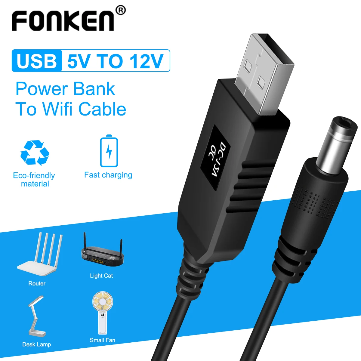 라우터 미니 팬 스피커용 범용 USB-DC 전원 케이블, USB-DC3.5mm 잭 충전 케이블 전원 코드 플러그 커넥터 어댑터