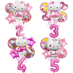Ballon Sets Hello Kittyed Party Supplies Anime Figure Foil Inflate Ballon Happy Birthday Party Children's Decoration Baby Shower