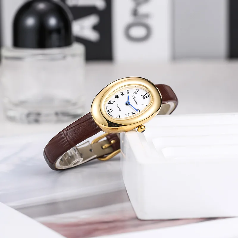 2025 new women's watch Roman egg shaped belt, vintage waterproof quartz watch, fashionable casual lover gift - 2