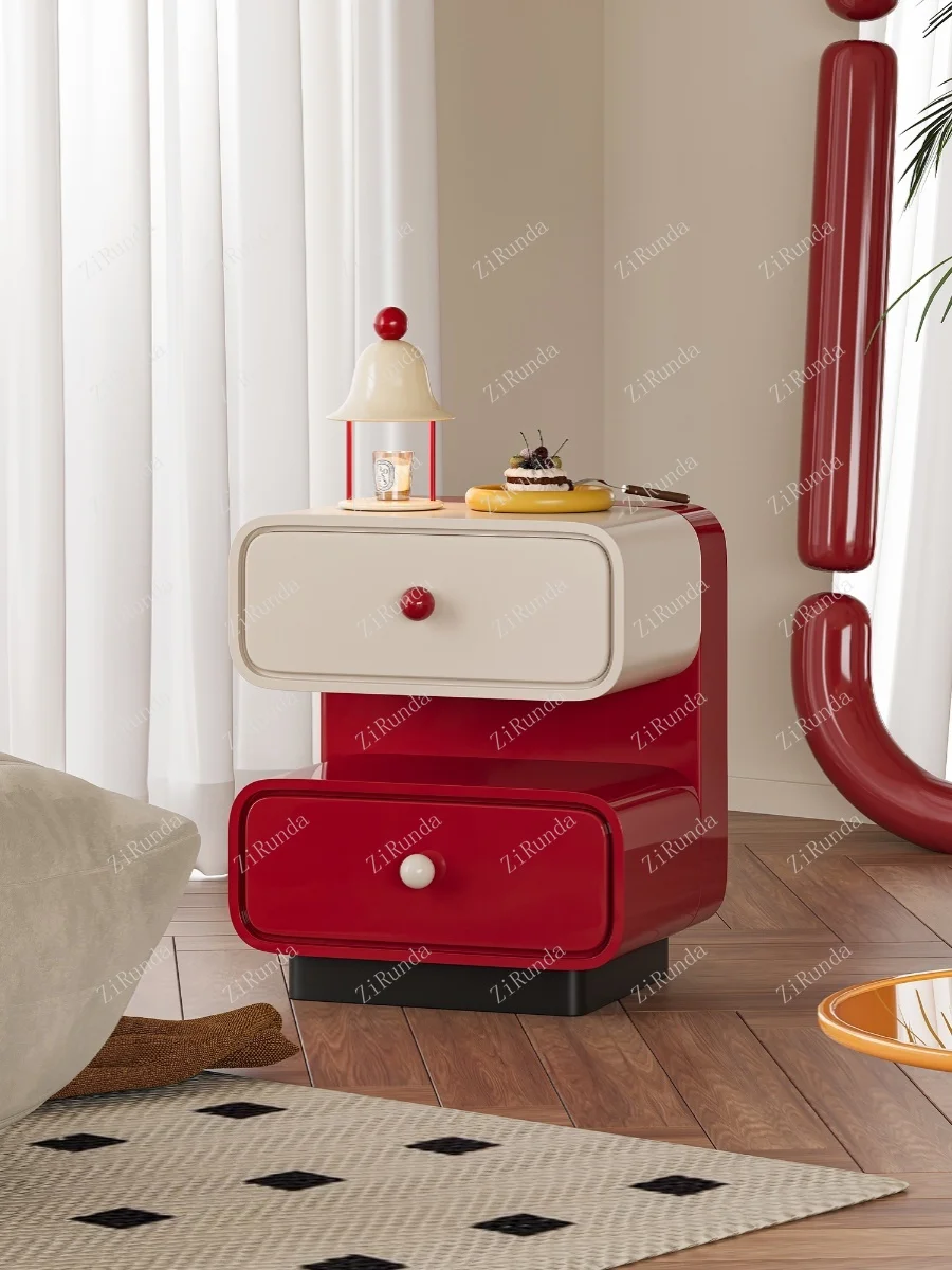 *Children's room rounded corner sugar cube solid wood bedside table