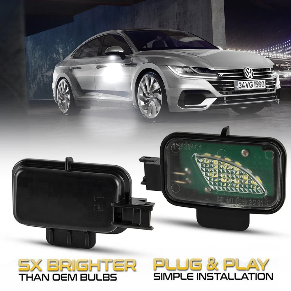 2Pcs 6000K Led Bianco Sotto Le Lampade A Specchio A Specchio Laterale Per Volkswagen Vw Passat B8 3G2 Variante Alltrack 3G5 Arteon 3H7