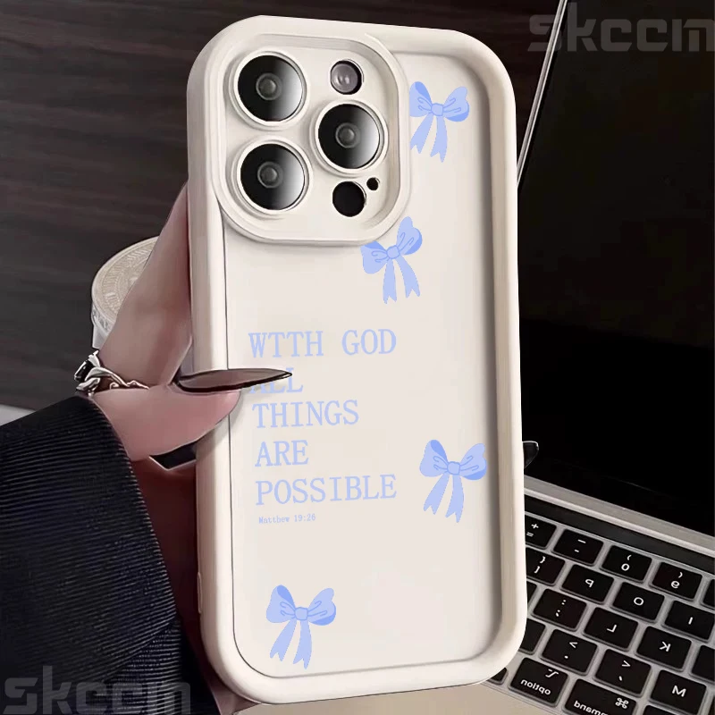 Chic Pink Girly Bow Slogan Silicone Matte Phone Case