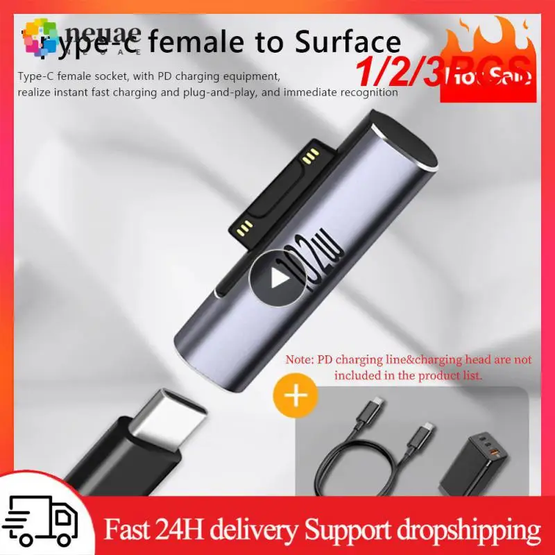 1/2/3 Pz Per Microsoft Surface X 8 7 6 5 4 3 Go Book To Usb Type C Pd Adapter Tablet Fast Charging Plug Converter Laptop
