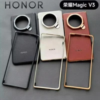 Original Leather Phone Case For Honor Magic V3 Shockproof Back Cover Bumper HONOR MagicV3 5G FCP-N49 PU Bracket Protection Shell