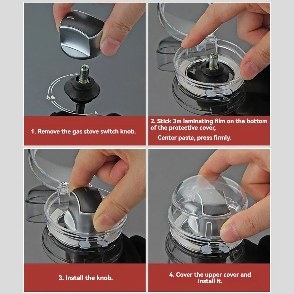 Stove Protector Cover 6PCS Dustproof Gas Stove Knob Cover Cooker Protector Security Protection Switch Cover Anti-dirty Non-slip Baby Safety Lock