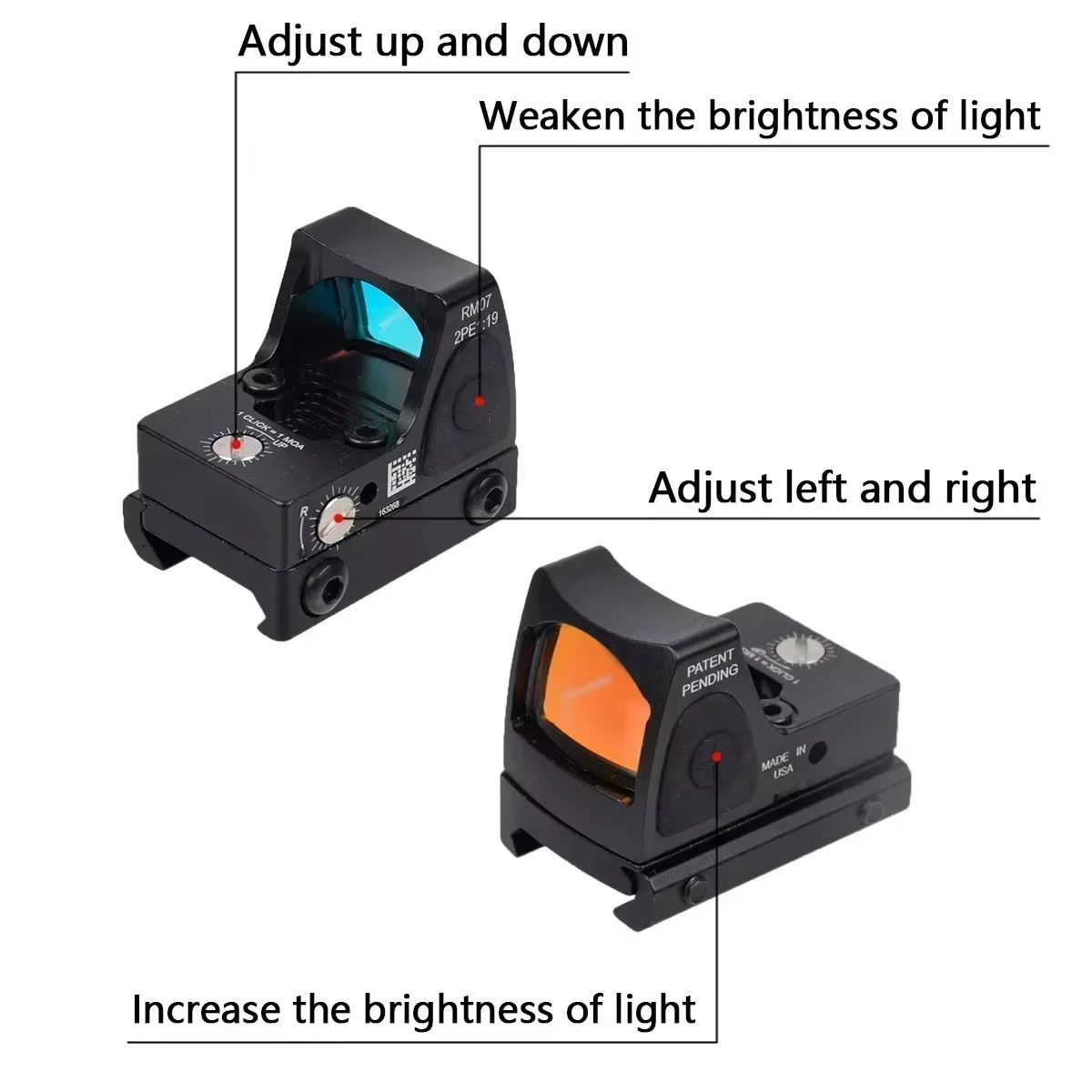 Red Dot Sight Scope RM-CC Mini Red Dot Tactical Optics Riflescope Fit 20mm Rail RMT Rifle Sight Hunting Metal-RM-HD Laser Glock For Red Dot Sight