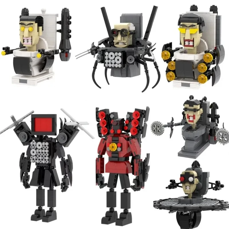 Moc Skibidi Toilet Titan Tv Man Figure Microphone Man Katana Toilet Building Blocks Giocattoli Per Bambini Amico Regalo Per Bambini