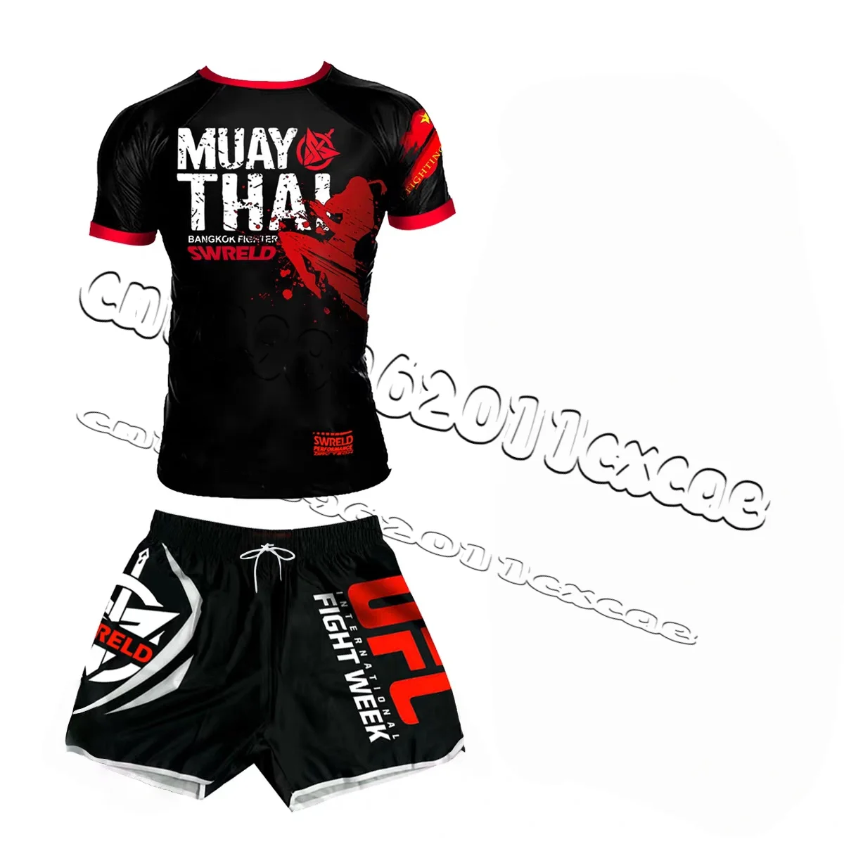 25 صيف جديد UFC ساندا الملاكمة عالية ترتد سرعة الجافة الحذر تي شيرت الرجال القتال السراويل تشغيل التدريب مجموعة