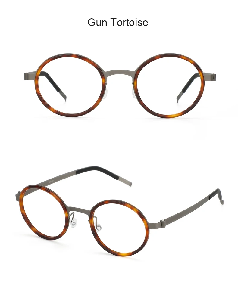 2024 handgemachte runde Brille Rahmen Dänemark Ultraleicht Acetat Titan Männer Frauen Mode Brillen Schraubenlose Design Gafas 9707 – Detail 12