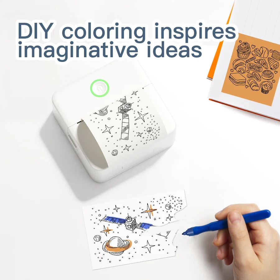 X6 Mini Printer Sticker Paper Error Printing Machine HD Photo Printer Label Maker for Journal Notes Memo Kids Toys Birthday Gift